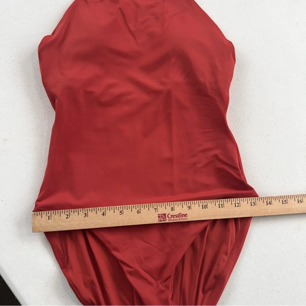 New Andie Swim The Luzon Chili Pepper Red Halter Neck One-Piece Classic Swimsuit - Picture 4 of 11